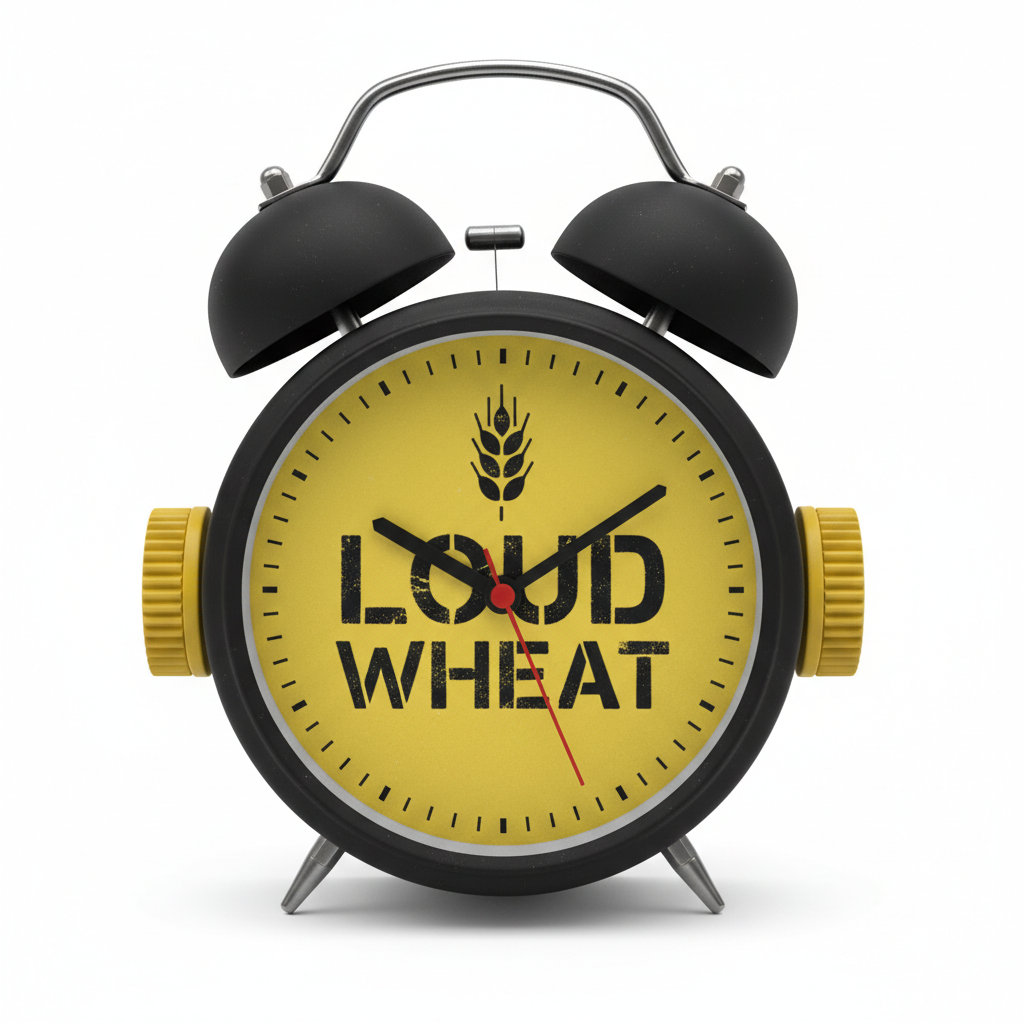 Retro Loud Wheat alarm clock, matte black with yellow accents